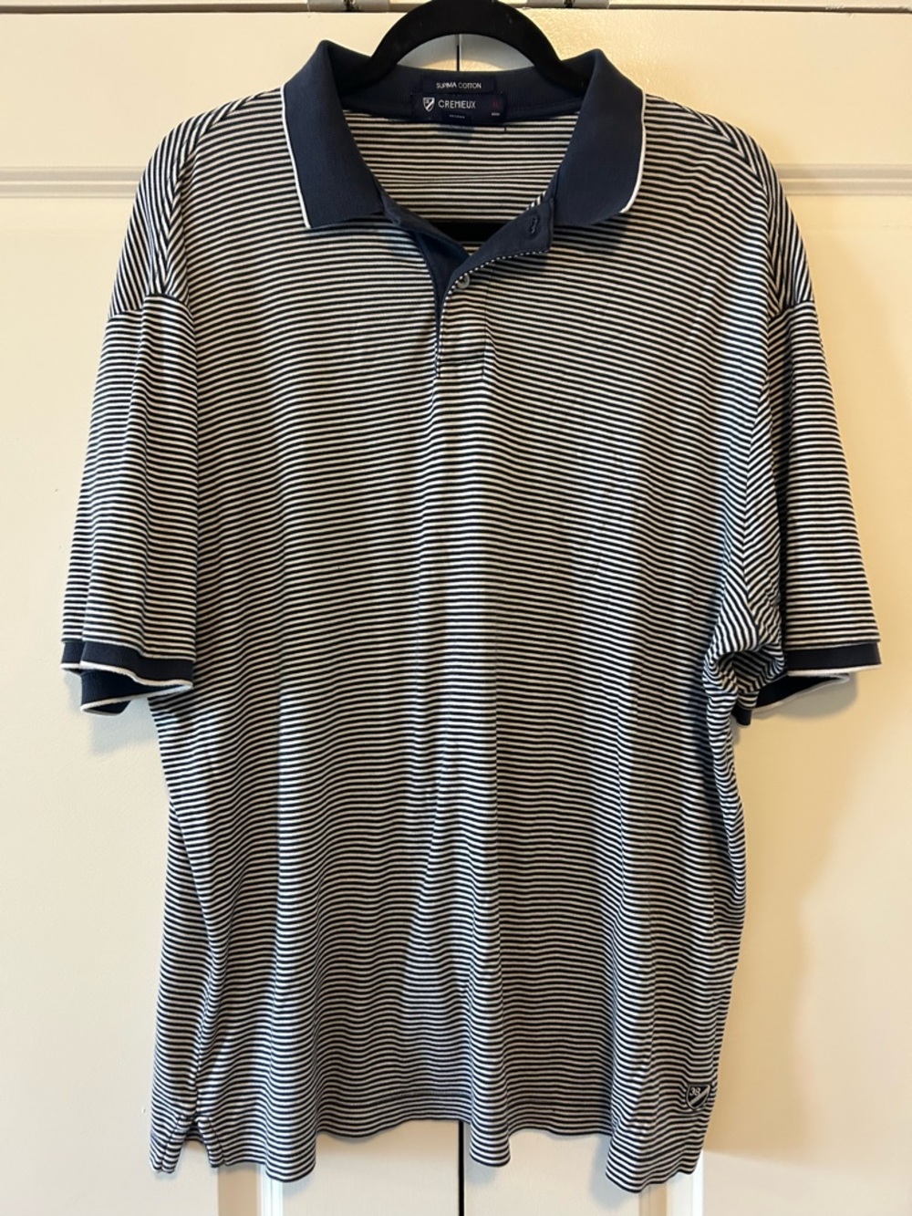 Daniel Cremieux Navy & White Thin-Stripe Polo